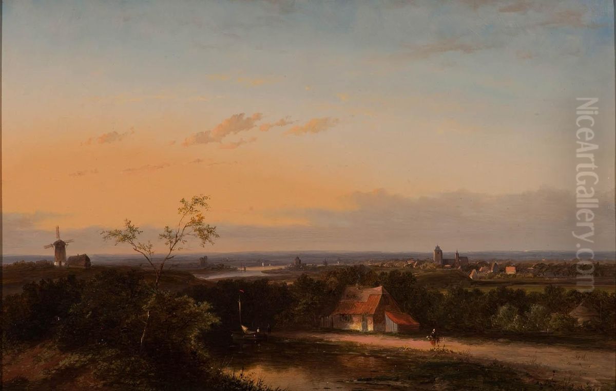 Panoramic landscape Oil Painting by Jan Evert Morel