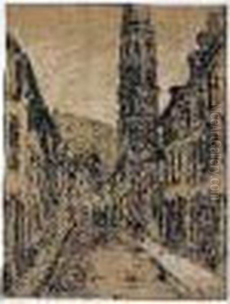 Crayon Noir, Aquarelle, Et 
Pastel Sur Papier Signe Et Date 1908 En Bas A Droite, Et Dedicace 