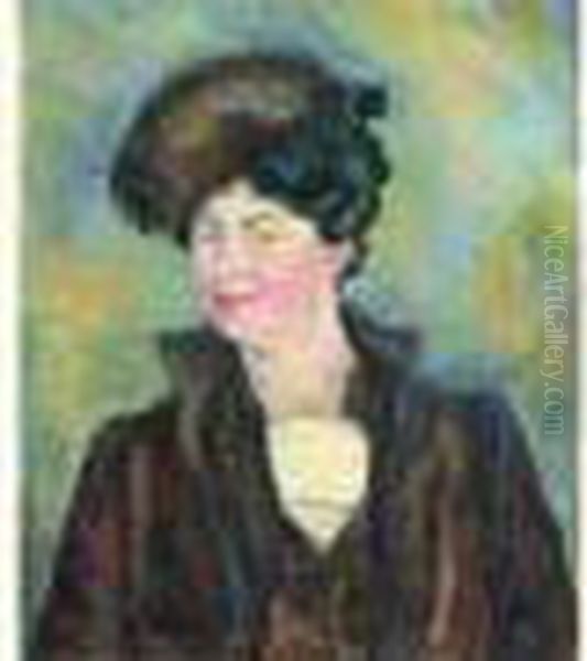 Portrait De Claudie Naive Oil Painting by Paule Gobillard