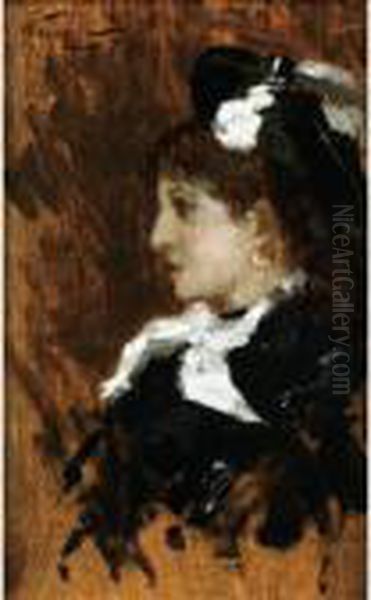 Portrait Presume D'eva Gonzales 
De Profil [ ; Presumed Portrait Of Eva Gonzales In Profile ; Oil On 
Panel Signed Upper Left ; Will Be Included In The Catalogue Raisonne 
Being Prepared By The Grand-nephew Of The Artist, Norbert-georges 
Goeneutte] Oil Painting by Norbert Goeneutte