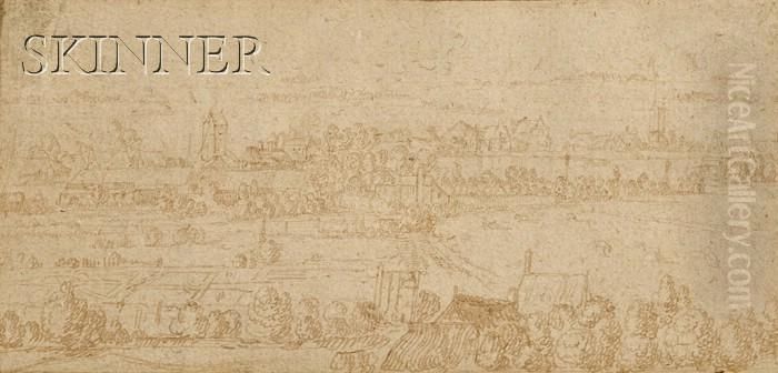 Town Landscape Oil Painting by Hendrick Goltzius