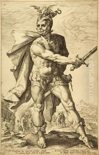 Mutium Scevola. Oil Painting by Hendrick Goltzius