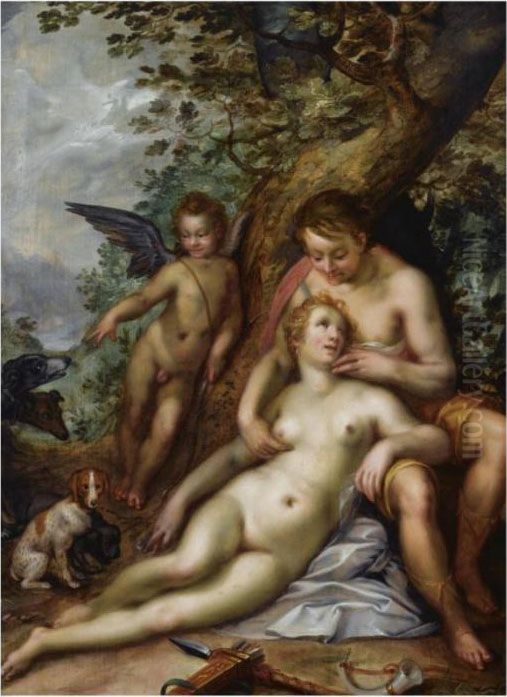 Venus And Adonis Oil Painting by Hendrick Goltzius