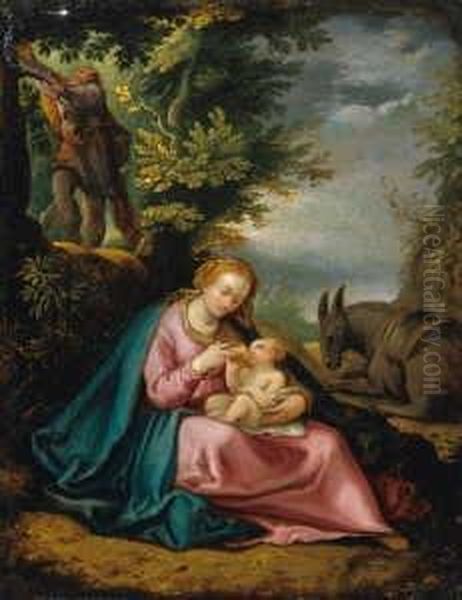 Die Ruhe Auf Der Flucht Nach
Agypten. Oil Painting by Hendrick Goltzius
