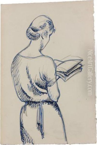 Femme Debout Lisant Oil Painting by Julio Gonzalez