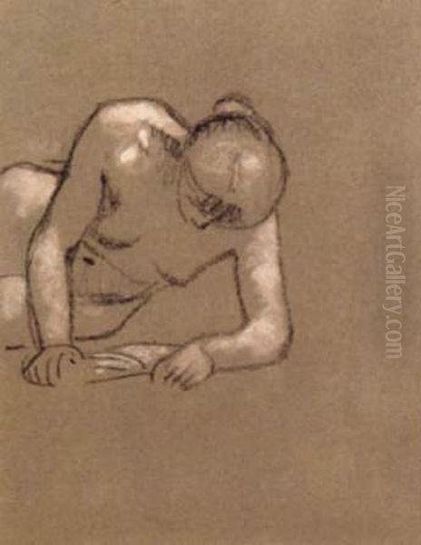 Nu Lisant, Circa 1912-1914 Oil Painting by Julio Gonzalez