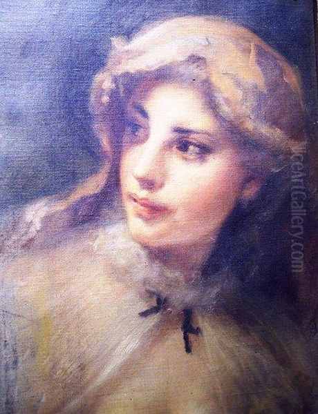 Young Lady 
 Head And Shoulders, Wearing A Lace Cap And Shawl Oil Painting by Frederick Goodall