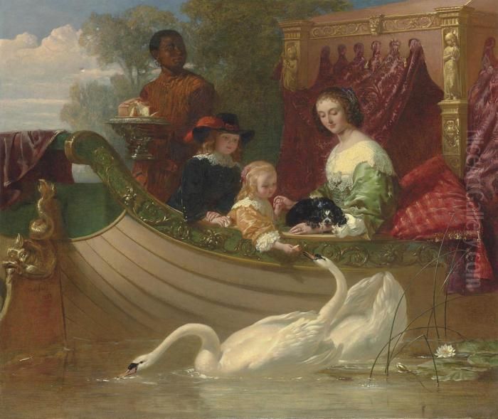 Queen Henrietta Maria And Her Children Oil Painting by Frederick Goodall