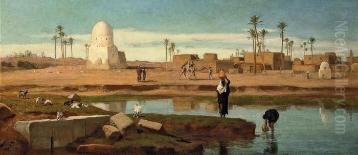 The Village Of Metrahenny Oil Painting by Frederick Goodall