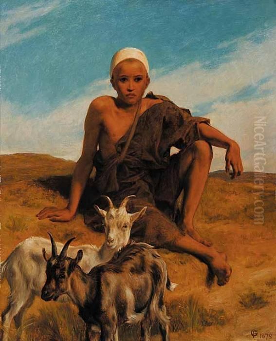 Boy With Goats Oil Painting by Frederick Goodall