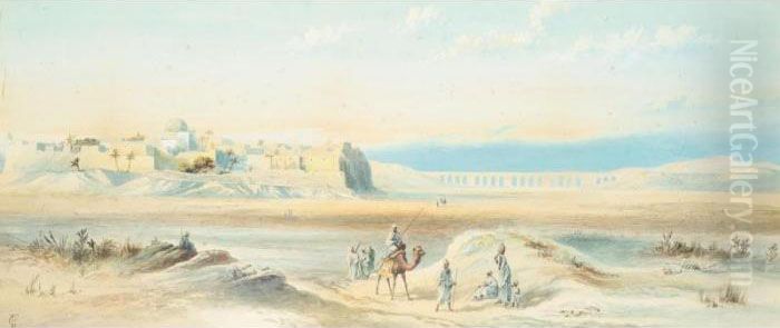 Travellers In The Desert Oil Painting by Frederick Goodall