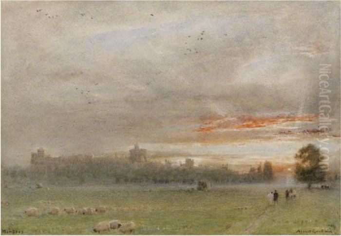 Windsor Castle Oil Painting by Albert Goodwin
