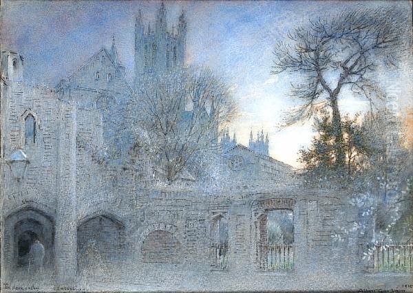 The Dark Entry, Canterbury Oil Painting by Albert Goodwin
