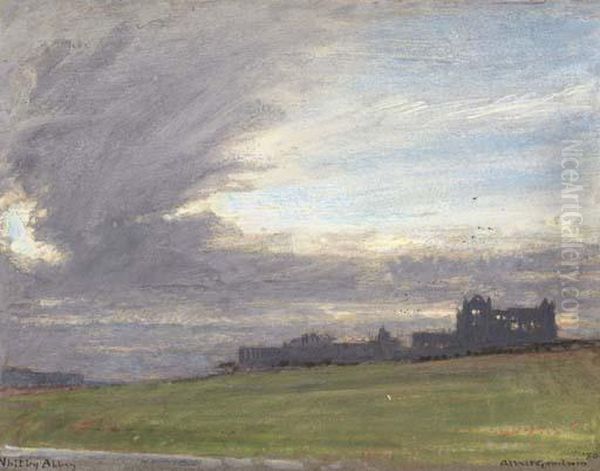 Whitby Abbey Oil Painting by Albert Goodwin