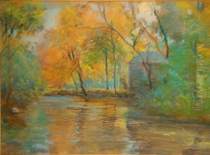 River Landscape Oil Painting by Arthur C. Goodwin