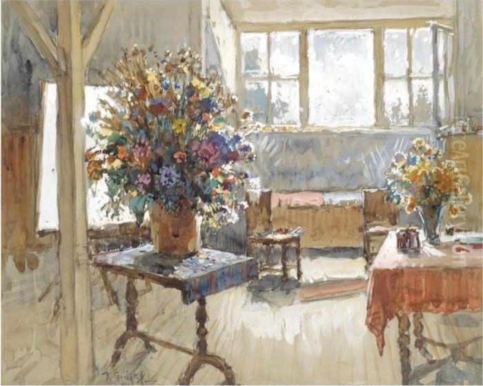 Interior With Still Life Oil Painting by Konstantin Ivanovich Gorbatov