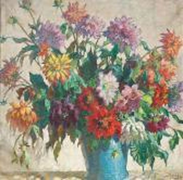 Gorbatov, Konstantin Ivanovich: 
Flowers, 1944. Oil On Canvas. Signed And Dated. - The Painting Is Not 
Mounted On A Canvas Stretcher Oil Painting by Konstantin Ivanovich Gorbatov