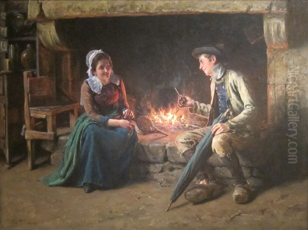 The Chimney Corner Oil Painting by Henry Mosler