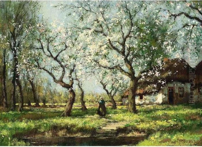 A Blossoming Orchard Oil Painting by Arnold Marc Gorter