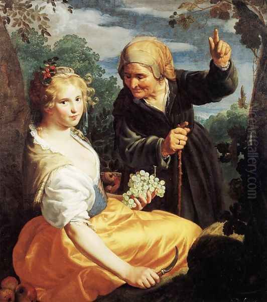 Vertumnus and Pomona Oil Painting by Paulus Moreelse