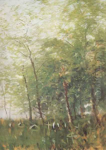 Edge of a Forest with Crosses Oil Painting by Laszlo Mednyanszky