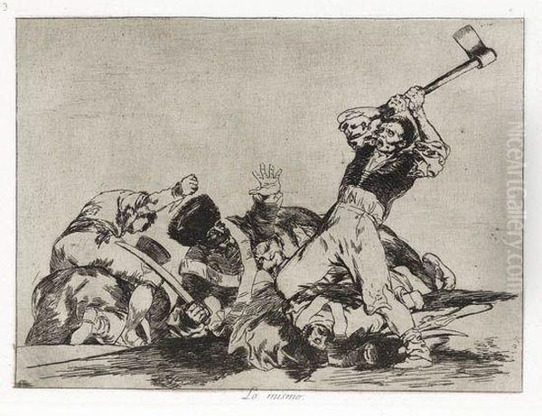 Group Of 8 Etchings With Aquatint From Los Desastres De La Guerra Oil Painting by Francisco Goya Fuendetodos