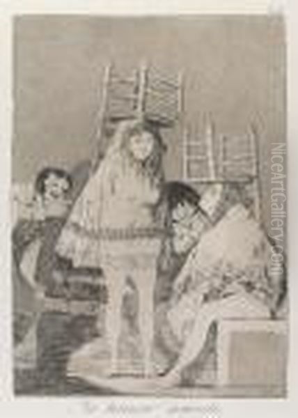 'nadie Se Conoce' And 'ya Tienen Asiento Oil Painting by Francisco Goya Fuendetodos