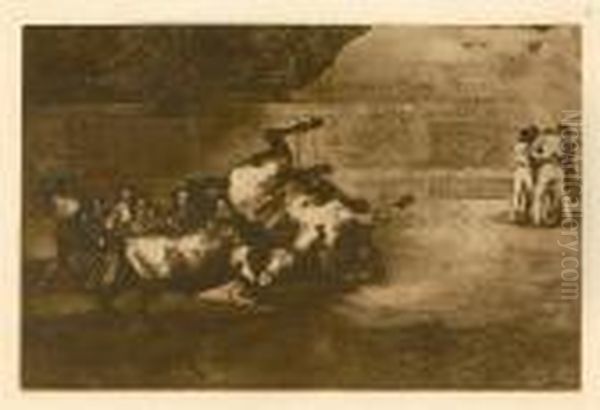 Horse Thrown By A Bull Oil Painting by Francisco Goya Fuendetodos