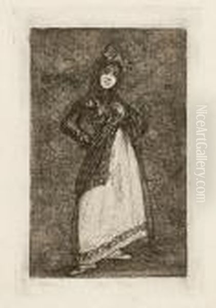 Maja - Majawith Dark Background Oil Painting by Francisco Goya Fuendetodos