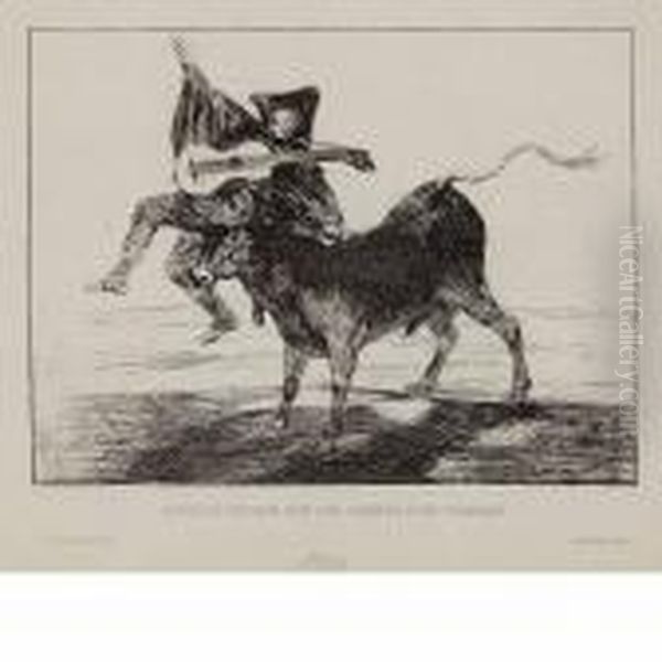 Aveugle Enleve Sur Les Cornes D'un Taureau Oil Painting by Francisco Goya Fuendetodos