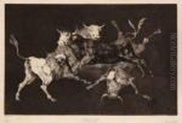 Lluvia De Toros Oil Painting by Francisco Goya Fuendetodos