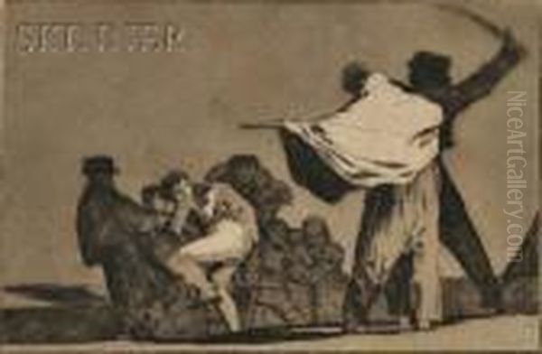 Disparate Conodido (que Guerrero!) Oil Painting by Francisco Goya Fuendetodos