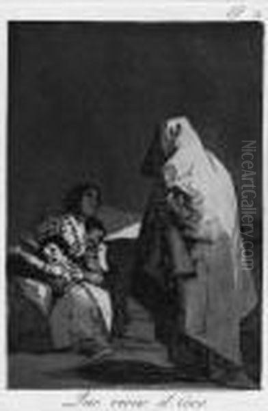 Que Viene El Coco Oil Painting by Francisco Goya Fuendetodos