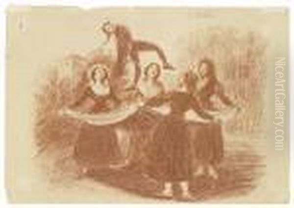 Konvolut Von Sechs Zeichnungen Oil Painting by Francisco Goya Fuendetodos