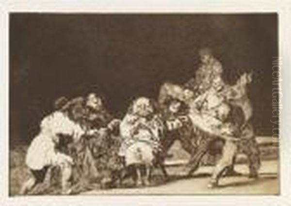 El Que No Te Ama, Burlando Te Difama Oil Painting by Francisco Goya Fuendetodos