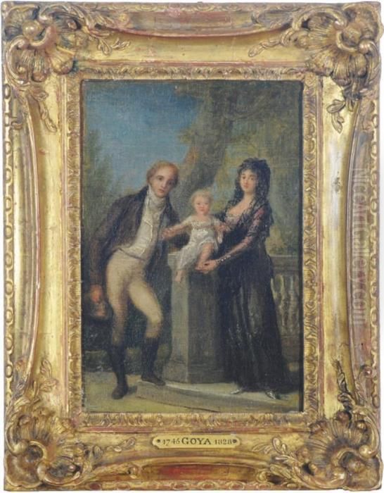 An Elegant Couple With A Child Oil Painting by Francisco Goya Fuendetodos