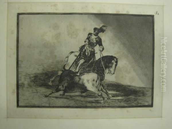 Carlos V. Lanceando Un Toro En La Plaza De Valladolid Oil Painting by Francisco Goya Fuendetodos