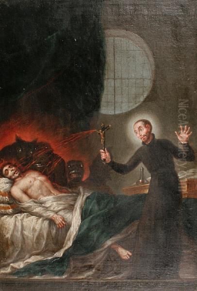 Saint Francis Borgia Exorcising Oil Painting by Francisco Goya Fuendetodos