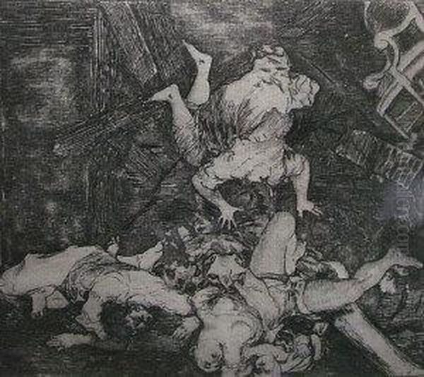 Estragos De La Guerro Oil Painting by Francisco Goya Fuendetodos