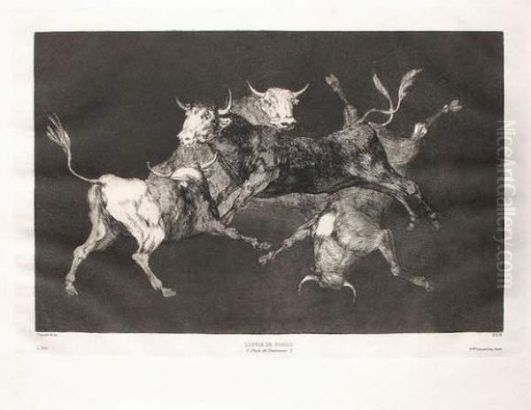 Lluvia De Toros Oil Painting by Francisco Goya Fuendetodos