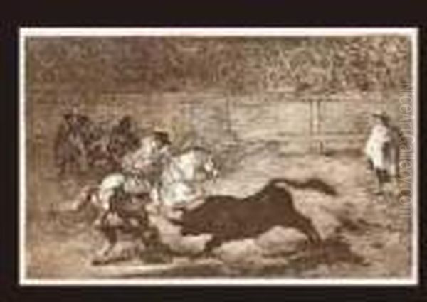 From La Tauromaquia Oil Painting by Francisco Goya Fuendetodos
