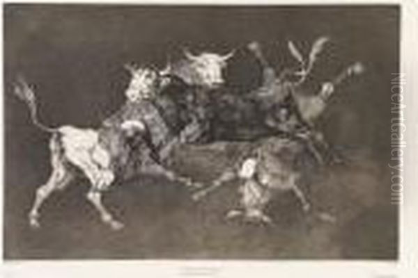 Lotto Di 4 Acqueforti Oil Painting by Francisco Goya Fuendetodos