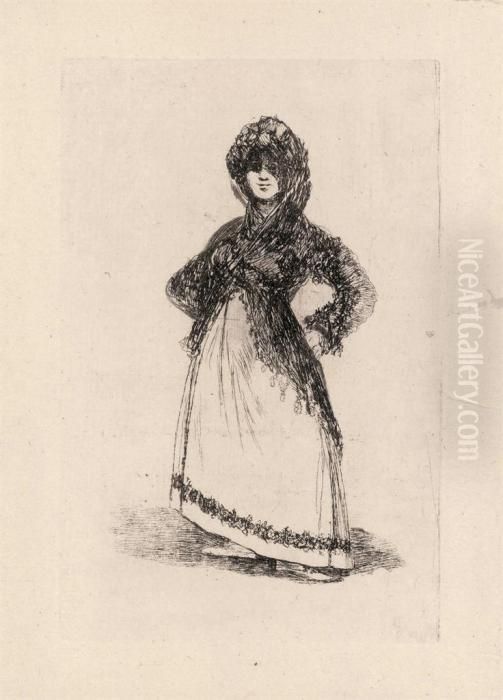 A Maja With Light Background Oil Painting by Francisco Goya Fuendetodos