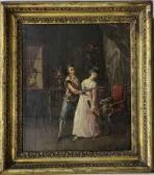 Pareja En Interior Oil Painting by Francisco Goya Fuendetodos