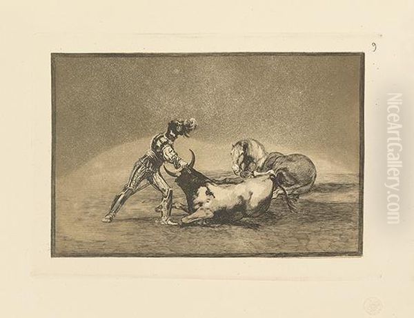 Two Etchings With Aquatint From La Tauromaquia. Oil Painting by Francisco Goya Fuendetodos