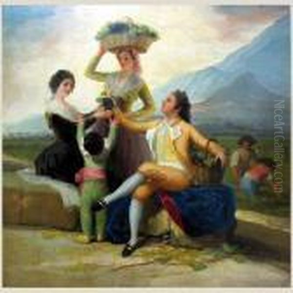 La Vendimia Oil Painting by Francisco Goya Fuendetodos
