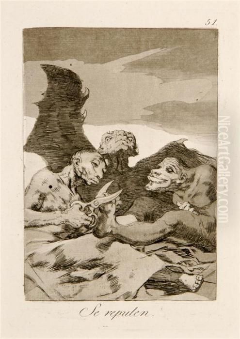 Se Repulen Oil Painting by Francisco Goya Fuendetodos