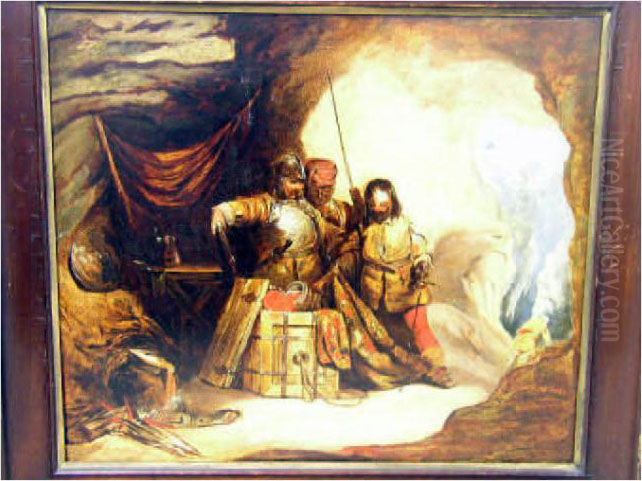 Soldiers In Cave Oil Painting by Francisco Goya Fuendetodos