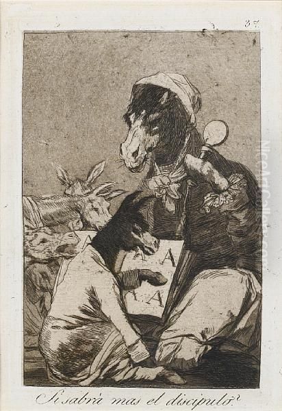 Might Not The Pupil Know More Oil Painting by Francisco Goya Fuendetodos