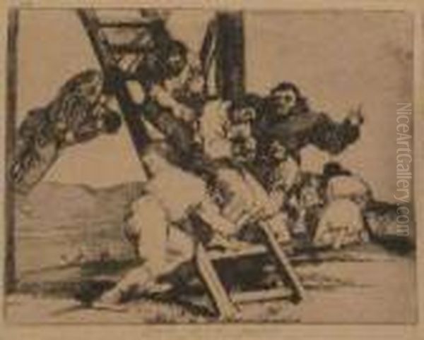 Two Etchings With Drypoint. Oil Painting by Francisco Goya Fuendetodos